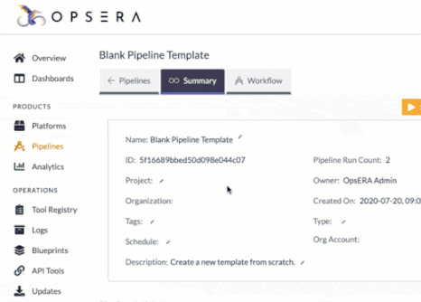 Opsera DevOps platform's custom workflows