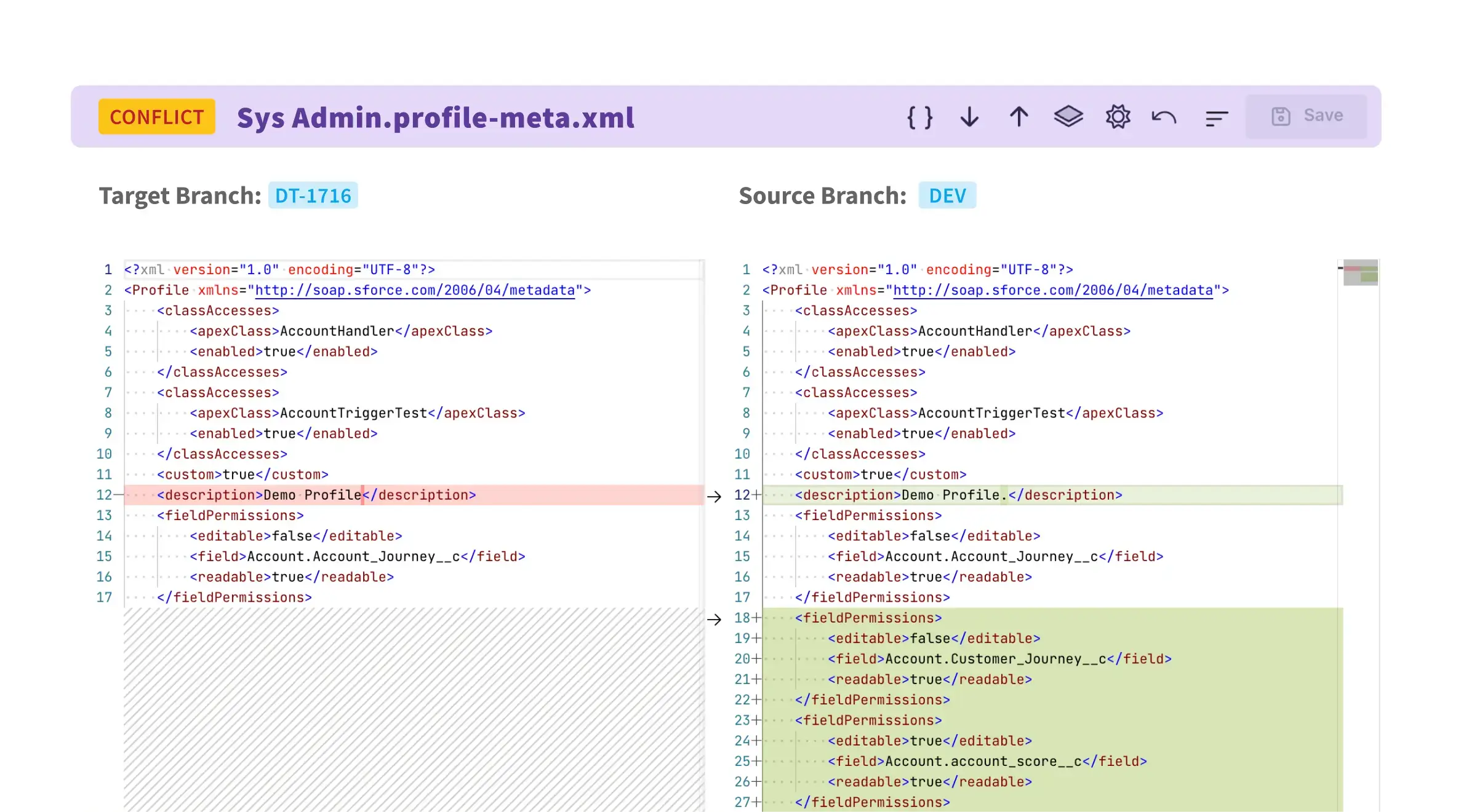 Code diff view